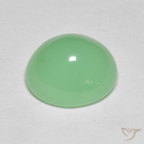 Chrysoprase vert naturelle coupe ovale, 4,85 ct, opaque