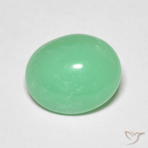 Chrysoprase vert naturelle coupe ovale, 3,34 ct, transparent