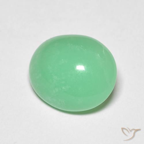 Chrysoprase vert naturelle coupe ovale, 3,34 ct, transparent