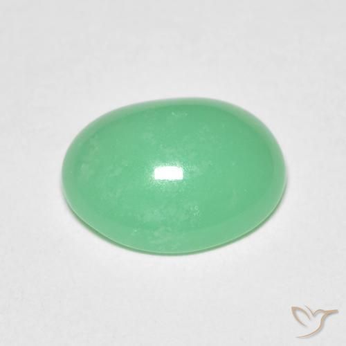 Chrysoprase vert naturelle coupe ovale, 3,34 ct, transparent