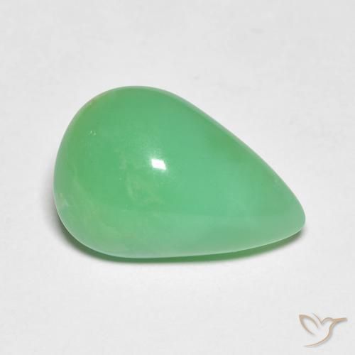 Chrysoprase vert naturelle en forme de poire, 5,19 ct, opaque