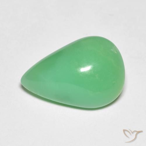 Chrysoprase vert naturelle en forme de poire, 5,19 ct, opaque