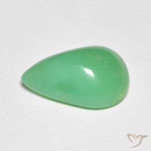 Chrysoprase vert naturelle en forme de poire, 5,19 ct, opaque