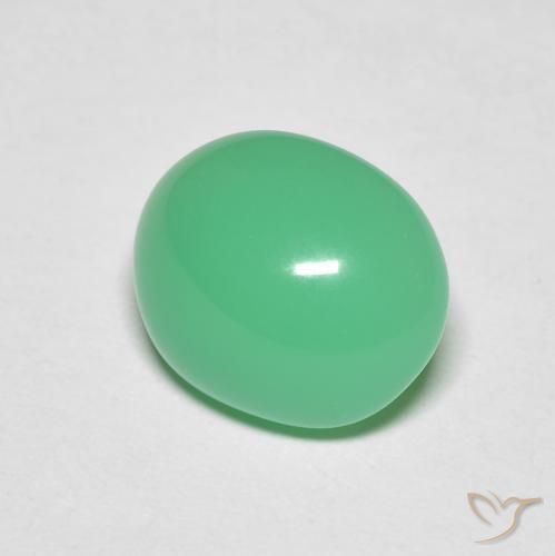 Chrysoprase Vert trèfle naturelle ovale, 3.48 ct, Opaque