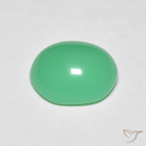 Chrysoprase Vert trèfle naturelle ovale, 3.48 ct, Opaque