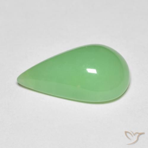 Chrysoprase vert naturelle en forme de poire, 6,89 ct, opaque