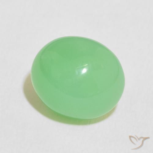 Chrysoprase Vert trèfle léger naturelle ovale, 4.19 ct, Translucide