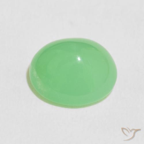 Chrysoprase Vert trèfle léger naturelle ovale, 4.19 ct, Translucide