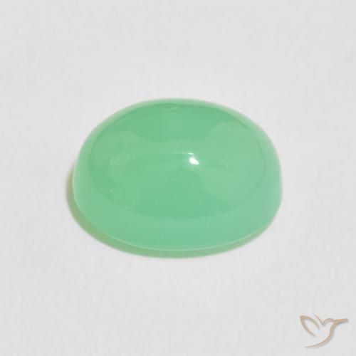 Chrysoprase Vert jaunâtre pâle naturelle ovale, 3.60 ct, Opaque