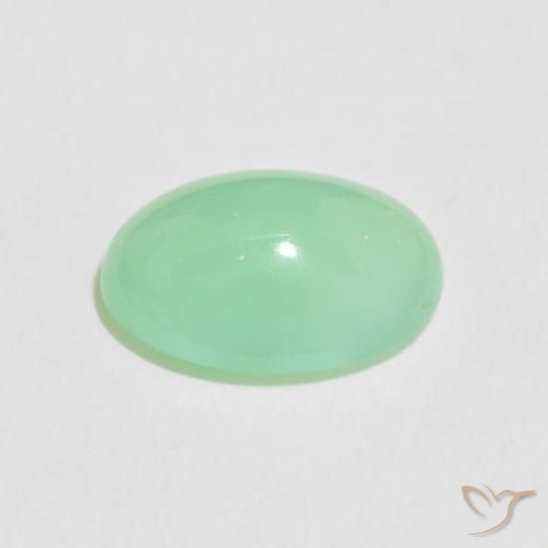 Chrysoprase Vert trèfle léger naturelle ovale, 4.68 ct, Translucide