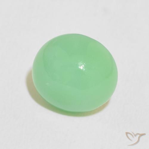 Chrysoprase Vert jaunâtre pâle naturelle ovale, 2.78 ct, Translucide