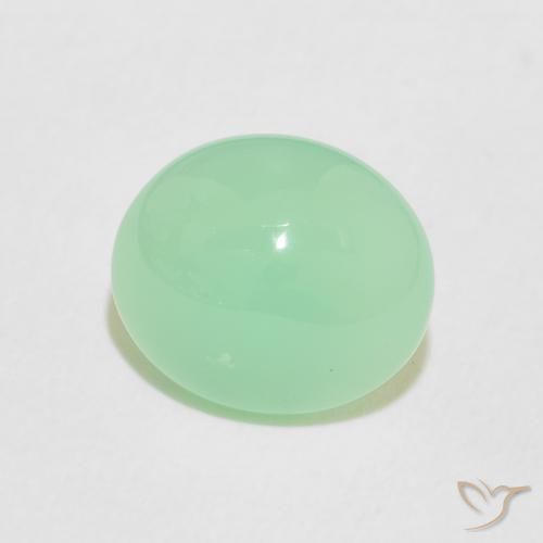 Chrysoprase Vert fougère léger naturelle ovale, 2.98 ct, Opaque