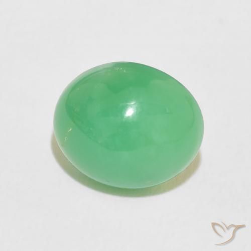 Chrysoprase Vert trèfle léger naturelle ovale, 3.31 ct, Opaque