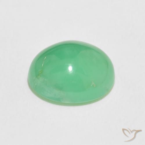 Chrysoprase Vert trèfle léger naturelle ovale, 3.31 ct, Opaque