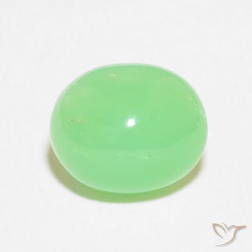 3.47ct Naturel Vert jaunâtre pâle Chrysoprase, ovale, Opaque