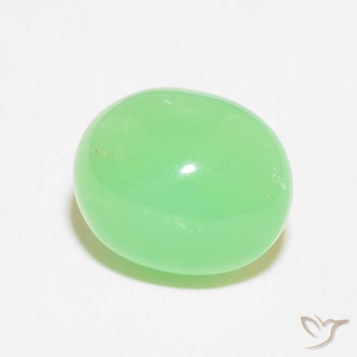 Chrysoprase Vert jaunâtre pâle naturelle ovale, 3.47 ct, Opaque
