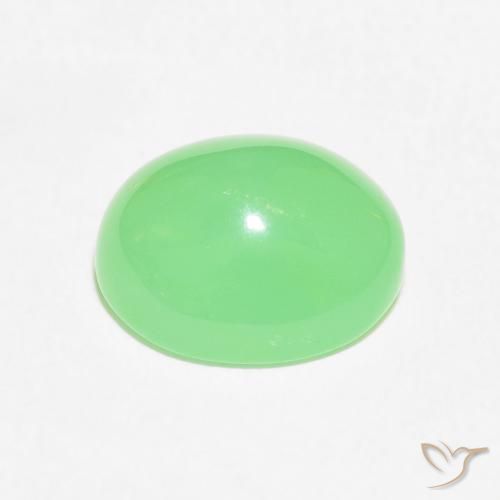 Chrysoprase Vert jaunâtre pâle naturelle ovale, 3.47 ct, Opaque