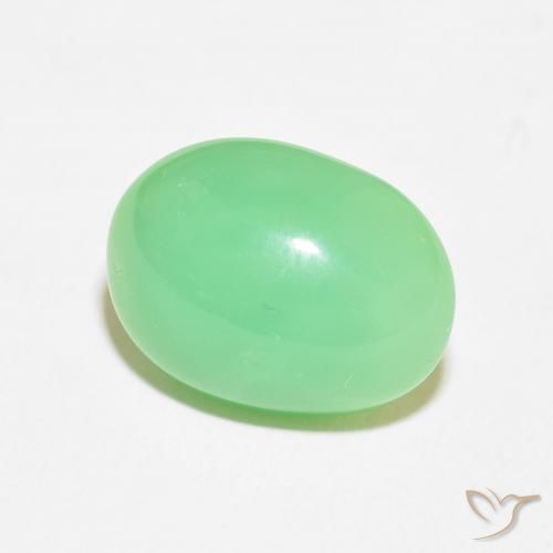 Chrysoprase Vert trèfle léger naturelle ovale, 7.98 ct, Opaque