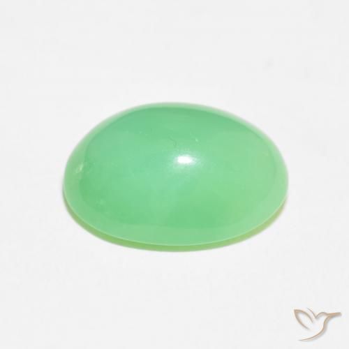 Chrysoprase Vert trèfle léger naturelle ovale, 7.98 ct, Opaque
