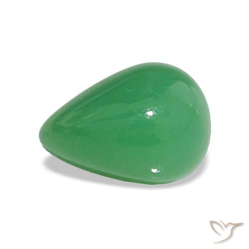 Chrysoprase Vert basilic léger naturelle En forme de poire, 1.66 ct, Opaque