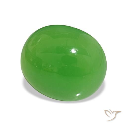 Chrysoprase Vert éclatant naturelle Coupe ovale, 5.02 ct, Opaque