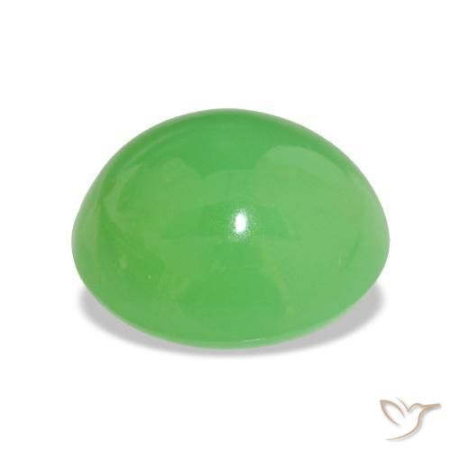 Chrysoprase Vert éclatant naturelle Coupe ovale, 7.23 ct, Opaque