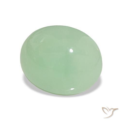 Chrysoprase Medium Light-Green naturelle Coupe ovale, 7.28 ct, Opaque