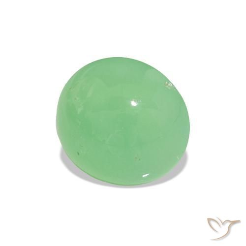 Chrysoprase Vert jaunâtre pâle naturelle Coupe roude, 1.55 ct, Translucide