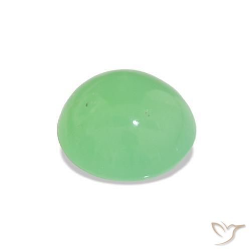 Chrysoprase Vert jaunâtre pâle naturelle Coupe roude, 1.55 ct, Translucide