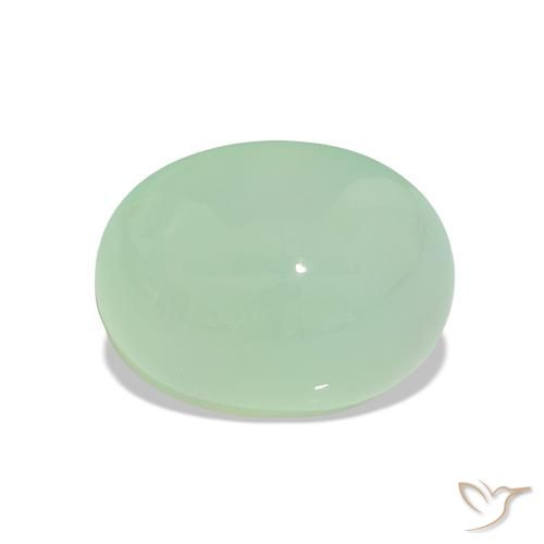 Chrysoprase Medium Light-Green naturelle Coupe ovale, 3.07 ct, Translucide