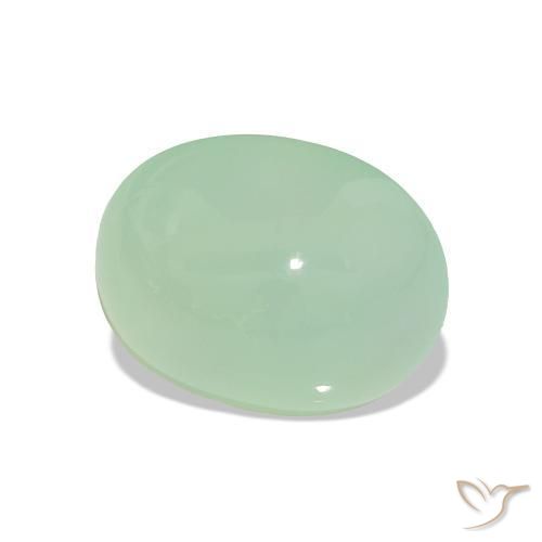 Chrysoprase Medium Light-Green naturelle Coupe ovale, 3.07 ct, Translucide