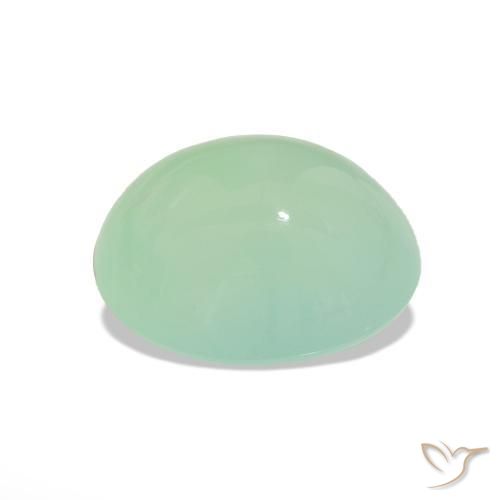 Chrysoprase Medium Light-Green naturelle Coupe ovale, 3.07 ct, Translucide