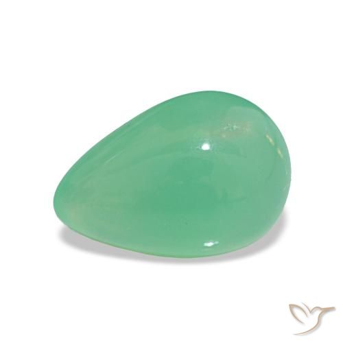 Chrysoprase Vert moyen naturelle En forme de poire, 1.45 ct, Translucide