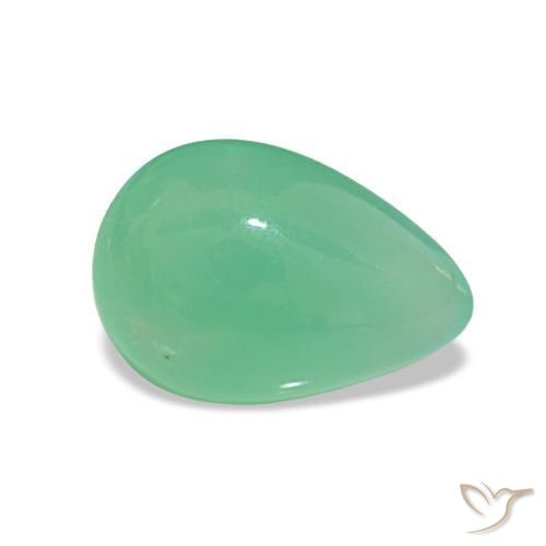 Chrysoprase Vert moyen naturelle En forme de poire, 1.45 ct, Translucide