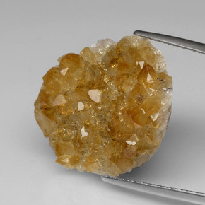 Géode de citrine jaune doré naturelle forme fantaisie, 32,01 ct, opaque