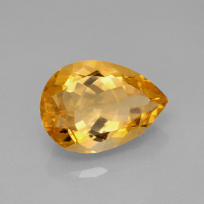 Citrine jaune naturelle en forme de poire, 5,09 ct, VVS