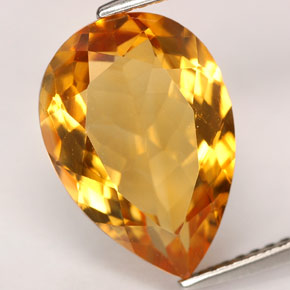 Citrine jaune naturelle en forme de poire, 4,50 ct, IF
