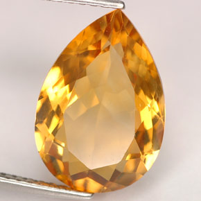 Citrine jaune naturelle en forme de poire, 4,50 ct, IF
