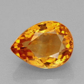 Citrine orange naturelle en forme de poire, 3,25 ct, VVS