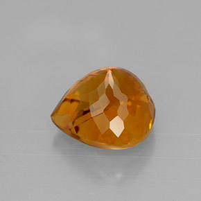 Citrine orange naturelle en forme de poire, 3,16 ct, VVS