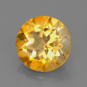 Citrine jaune naturelle coupe roude, 2,20 ct, VVS