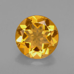 Citrine jaune naturelle coupe roude, 2,16 ct, VVS-VS