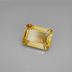 Citrine jaune naturelle taille émeraude, 2,09 ct, VVS