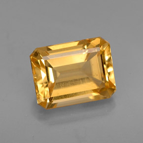 Citrine jaune naturelle taille émeraude, 2,41 ct, VS