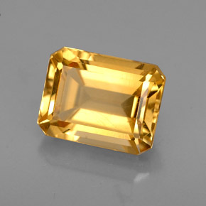 Citrine jaune naturelle taille émeraude, 2,41 ct, VS