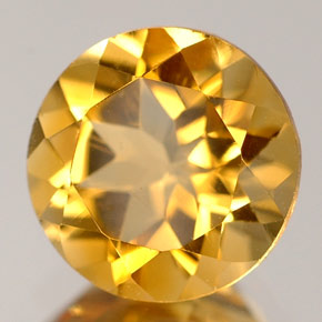 Citrine jaune naturelle coupe roude, 1,65 ct, VVS