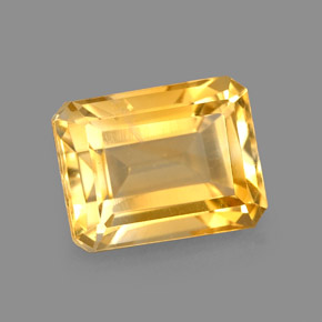 Citrine jaune naturelle taille émeraude, 2,47 ct, VS-SI