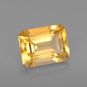 Citrine jaune naturelle taille émeraude, 1,95 ct, VS