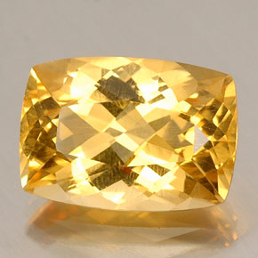 Citrine jaune naturelle coupe coussin, 12,60 ct, VVS-VS
