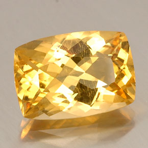 Citrine jaune naturelle coupe coussin, 12,60 ct, VVS-VS